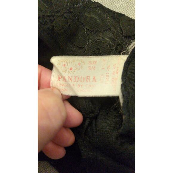 Vintage Pandora Womens Black Lace Lingerie Tie Vest, Small, Goth Witchy Coquette - Picture 8 of 8